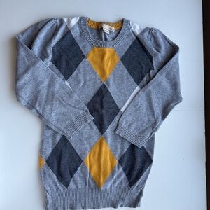Gray and Yellow Crewneck Argyle Sweater Forever 21 Size XXS
